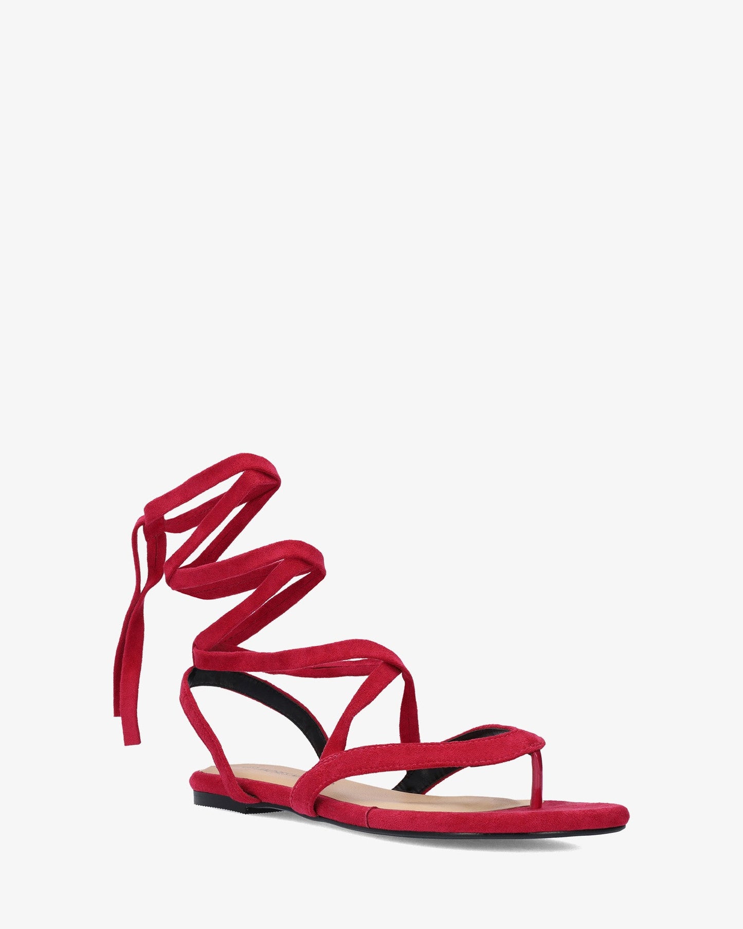 Sandalia plana en símil ante color fucsia