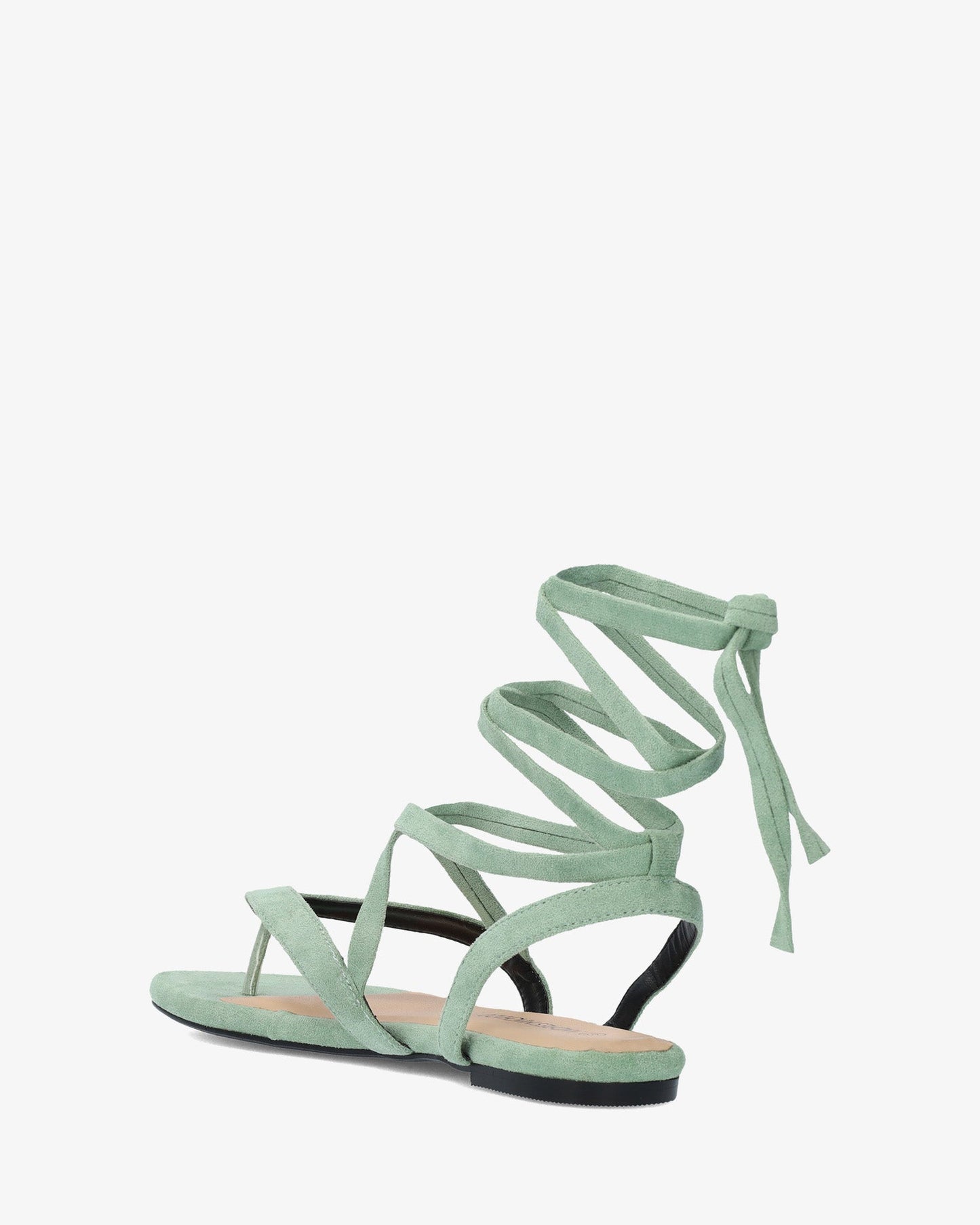 Sandalia plana en símil ante color menta