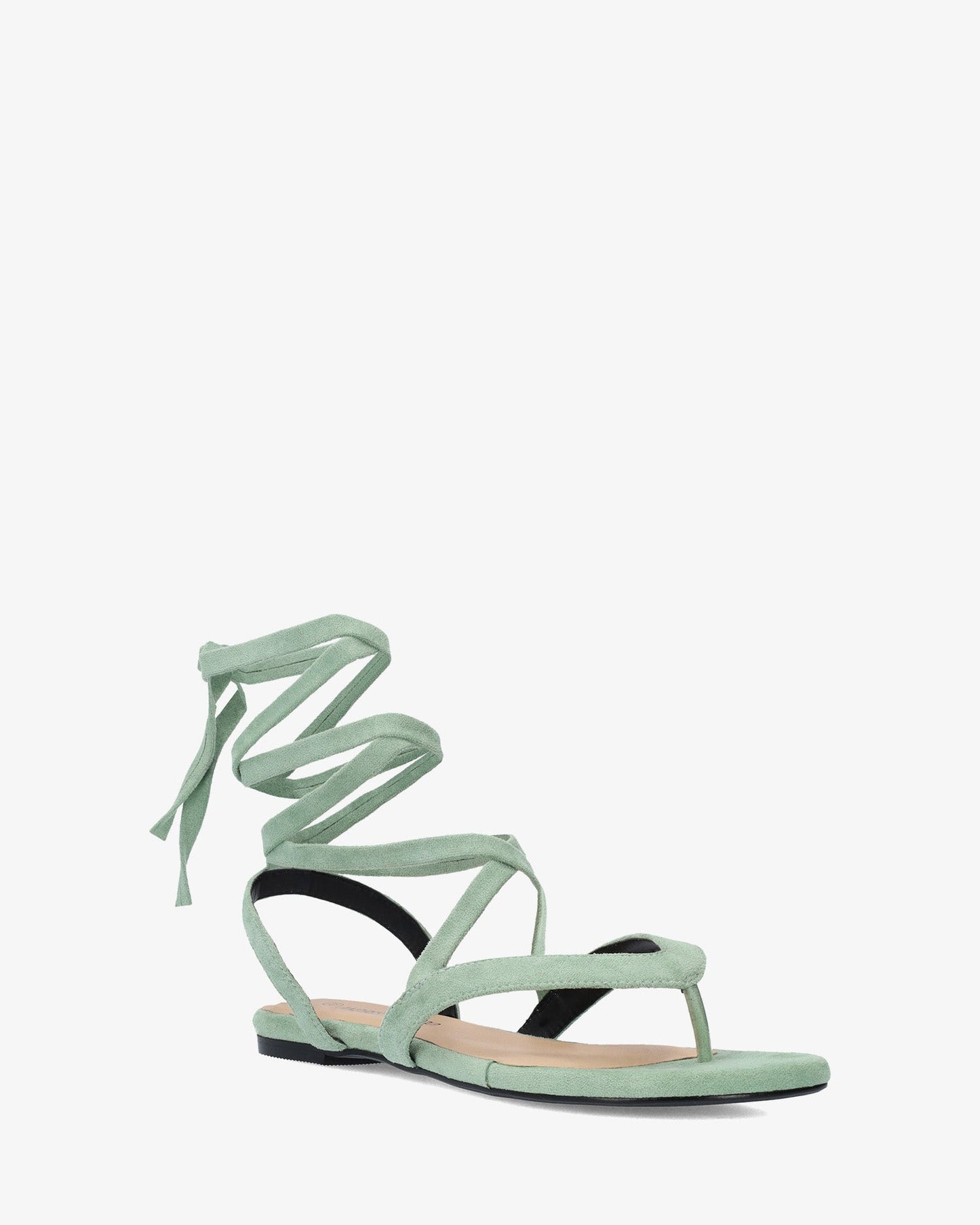 Sandalia plana en símil ante color menta