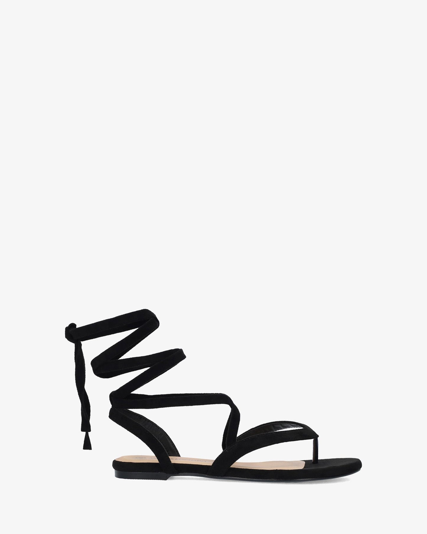 Sandalia plana en símil ante color negro