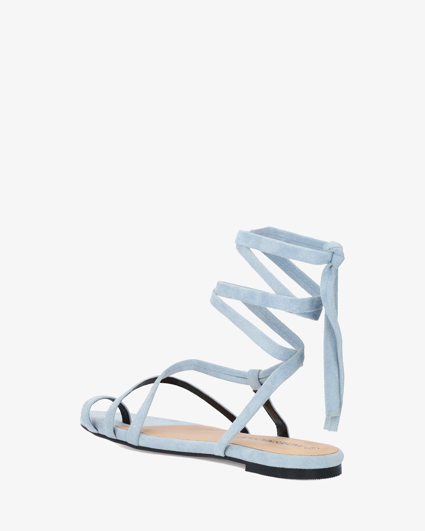 Sandalia plana en símil ante color celeste