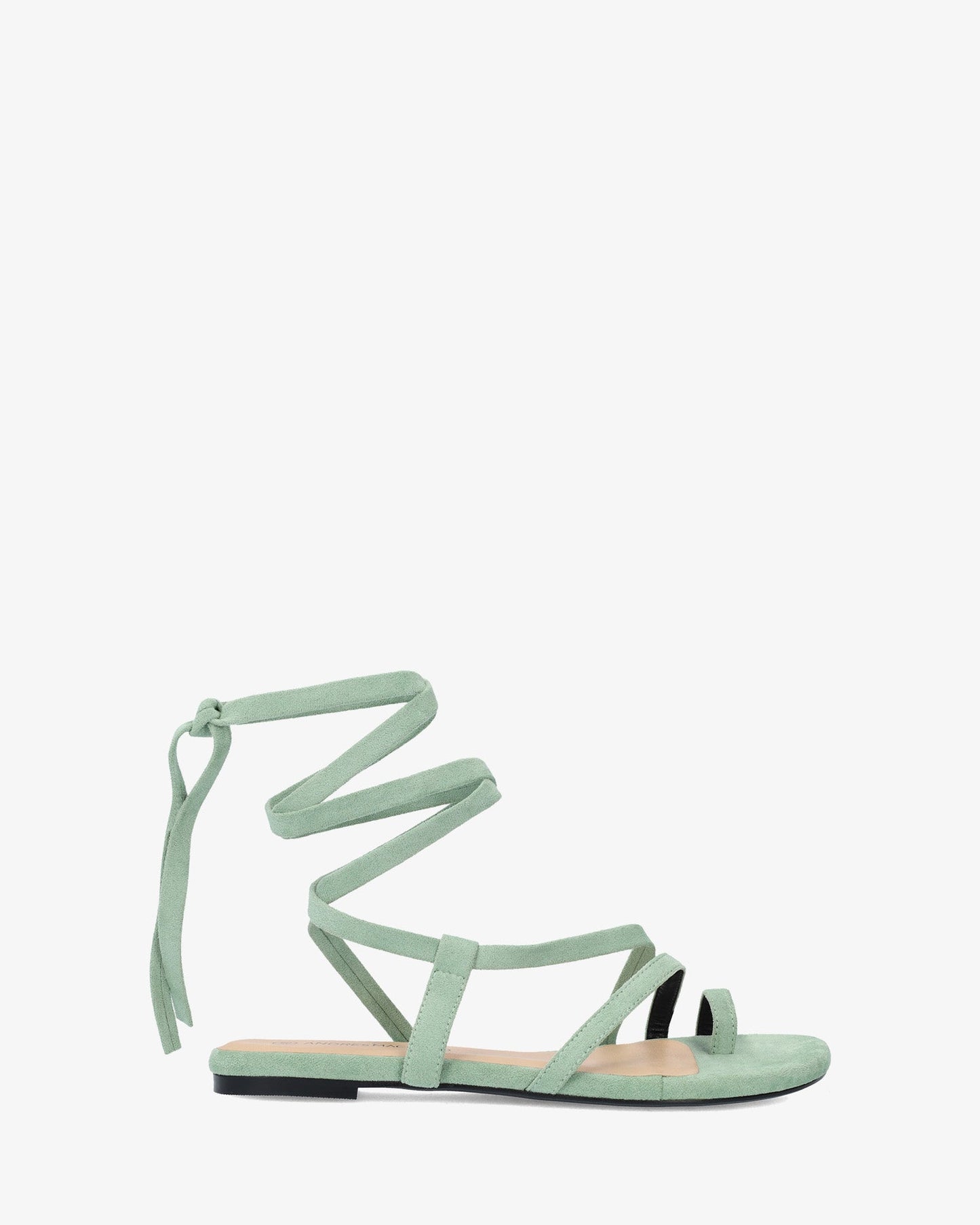 Sandalia plana en símil ante color menta