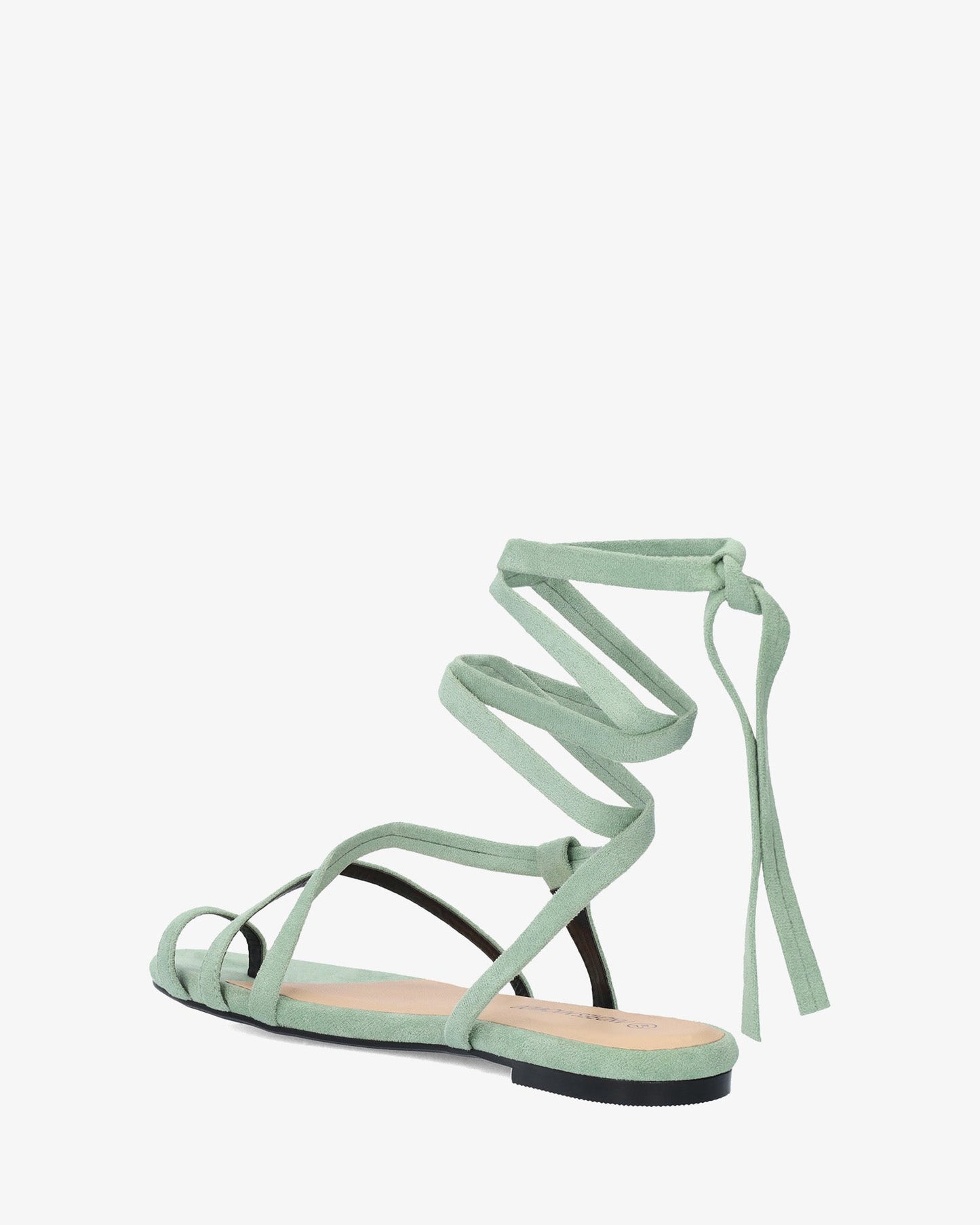 Sandalia plana en símil ante color menta