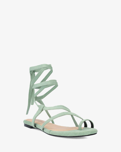 Sandalia plana en símil ante color menta