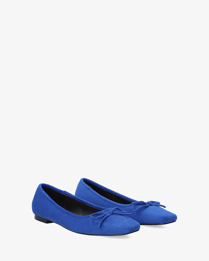 Blue suede-like ballerina flat