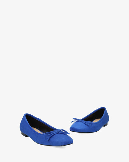 Blue suede-like ballerina flat