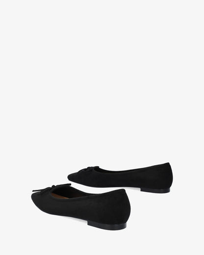 Black faux suede ballerina flat
