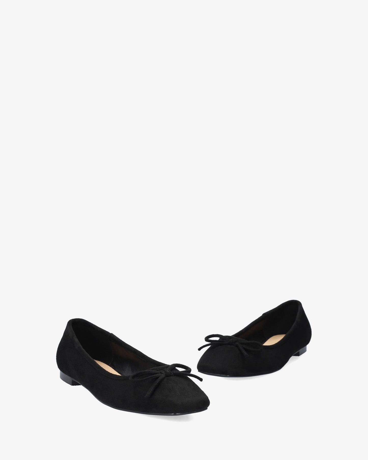 Black faux suede ballerina flat