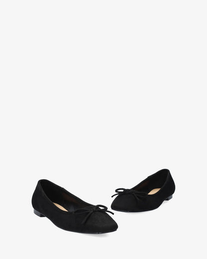 Black faux suede ballerina flat
