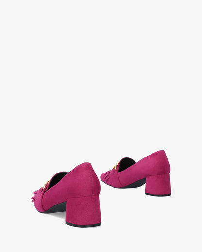 Mocasín flecos símil ante fucsia