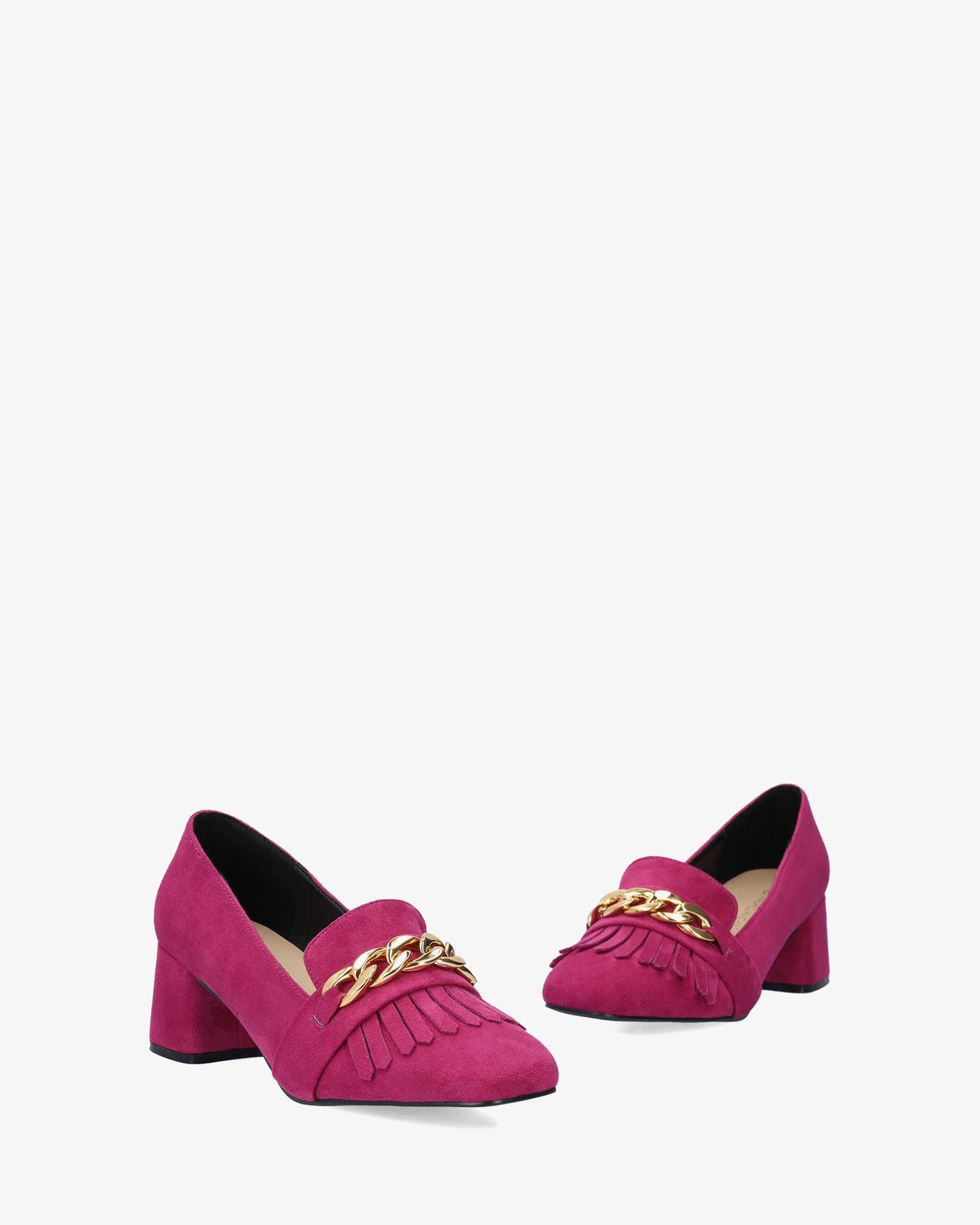 Mocasín flecos símil ante fucsia