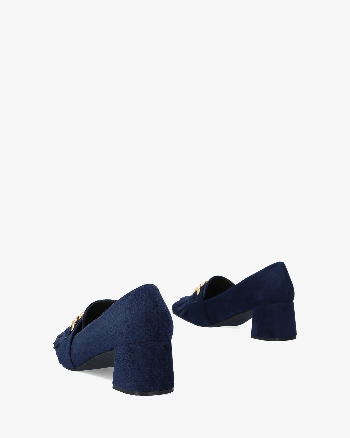 Mocasín flecos símil ante azul marino