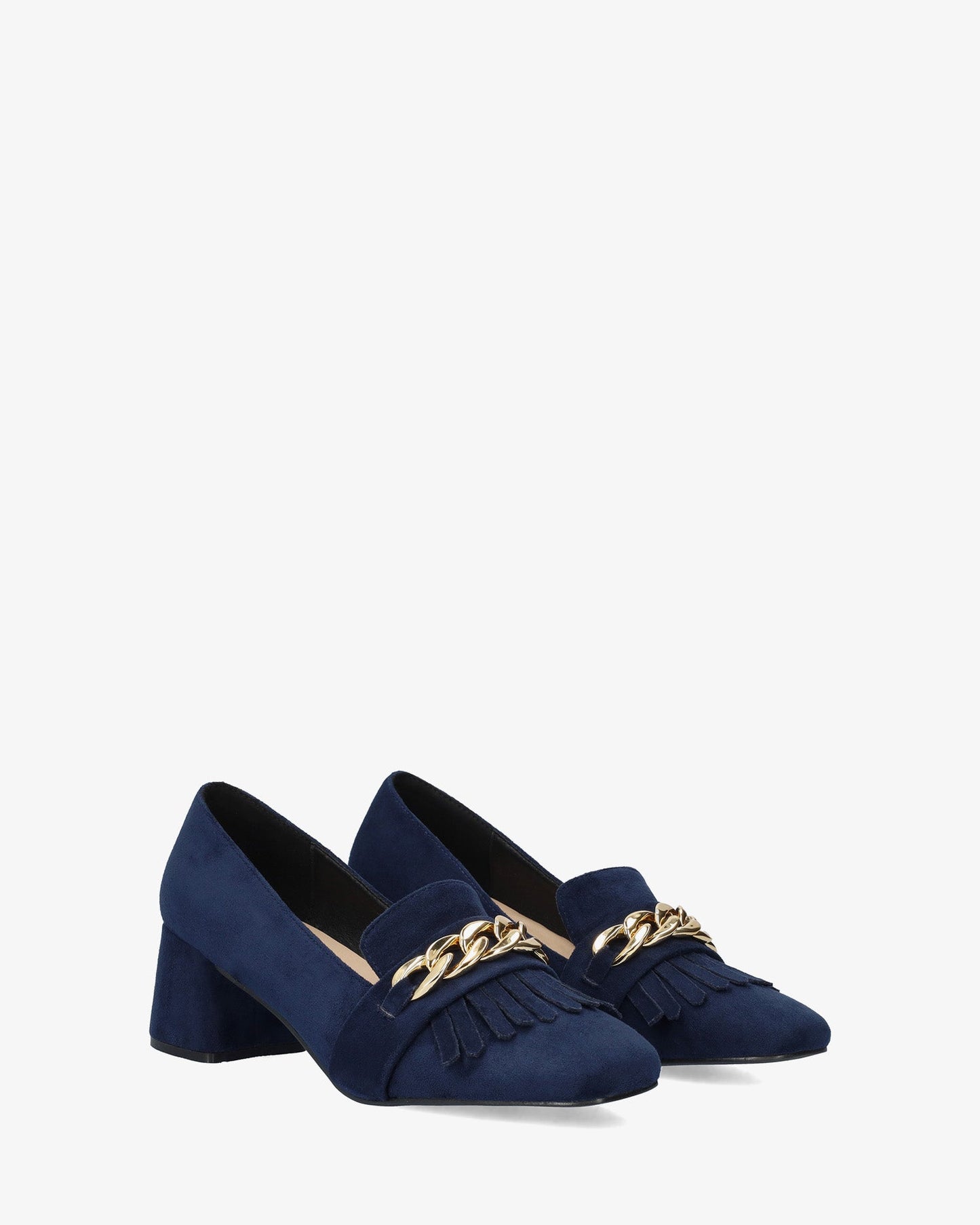 Mocasín flecos símil ante azul marino