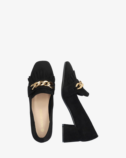 Mocasín flecos símil ante negro