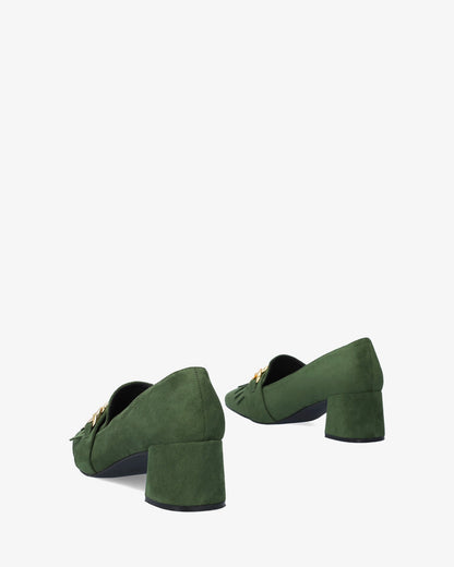 Mocasín flecos símil ante verde