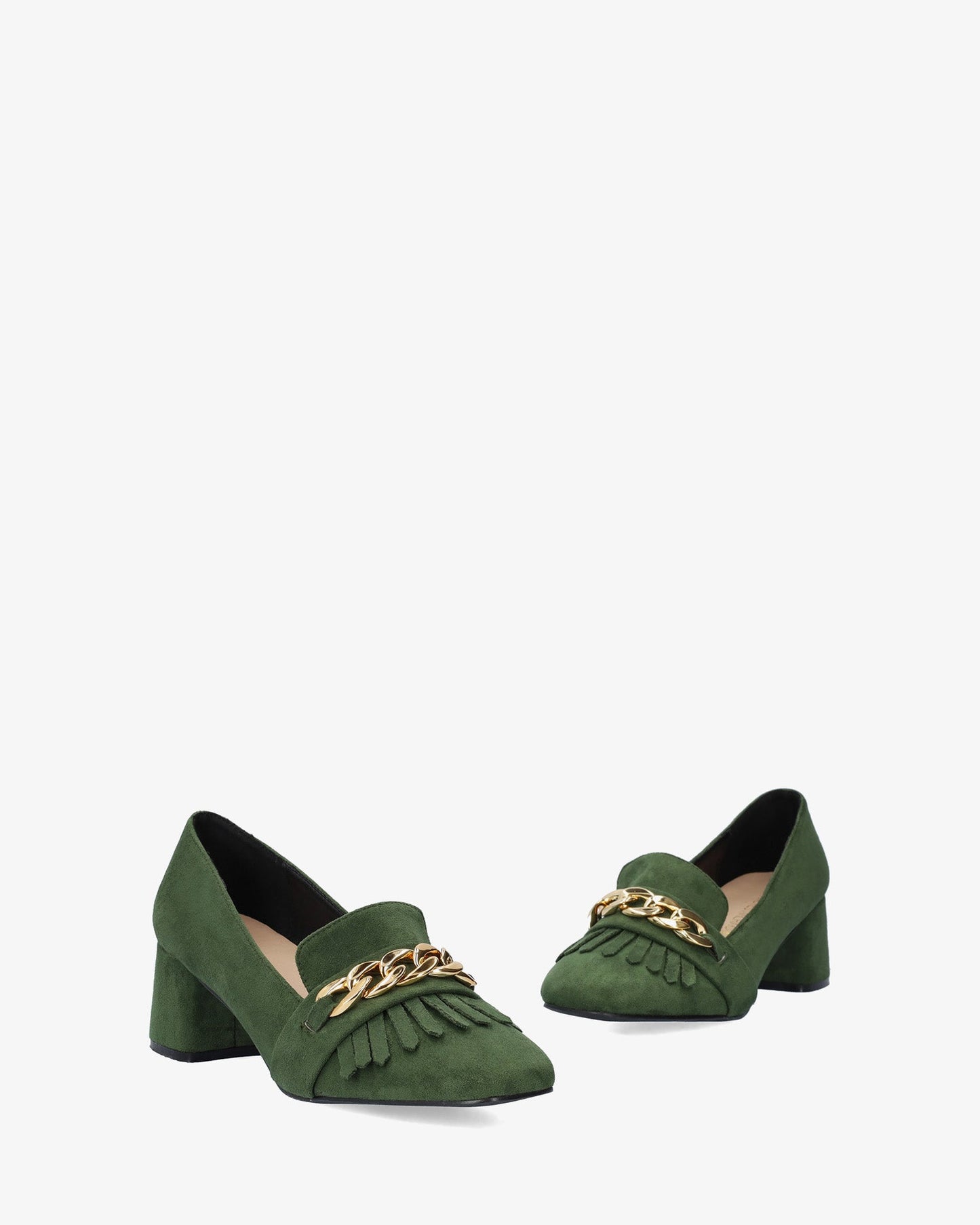 Mocasín flecos símil ante verde
