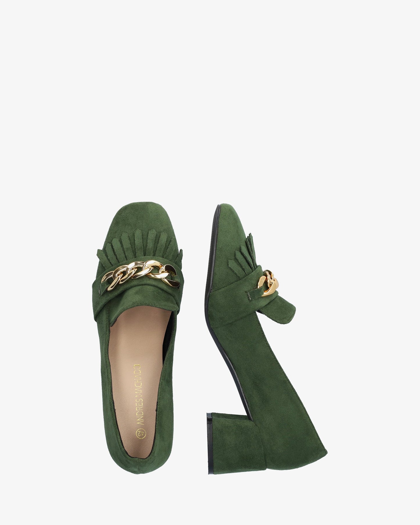 Mocasín flecos símil ante verde