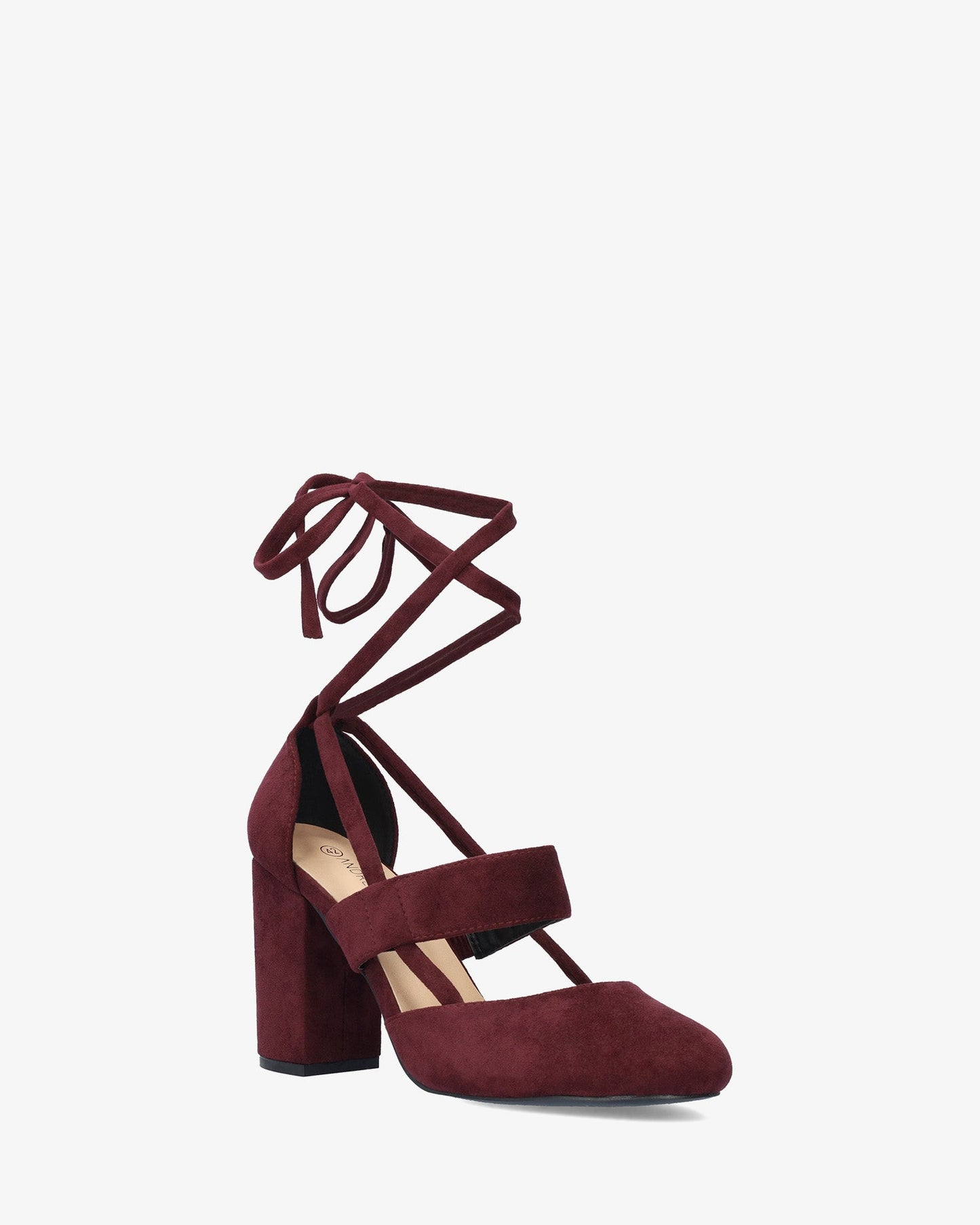 Zapato de tacón en símil ante burdeos