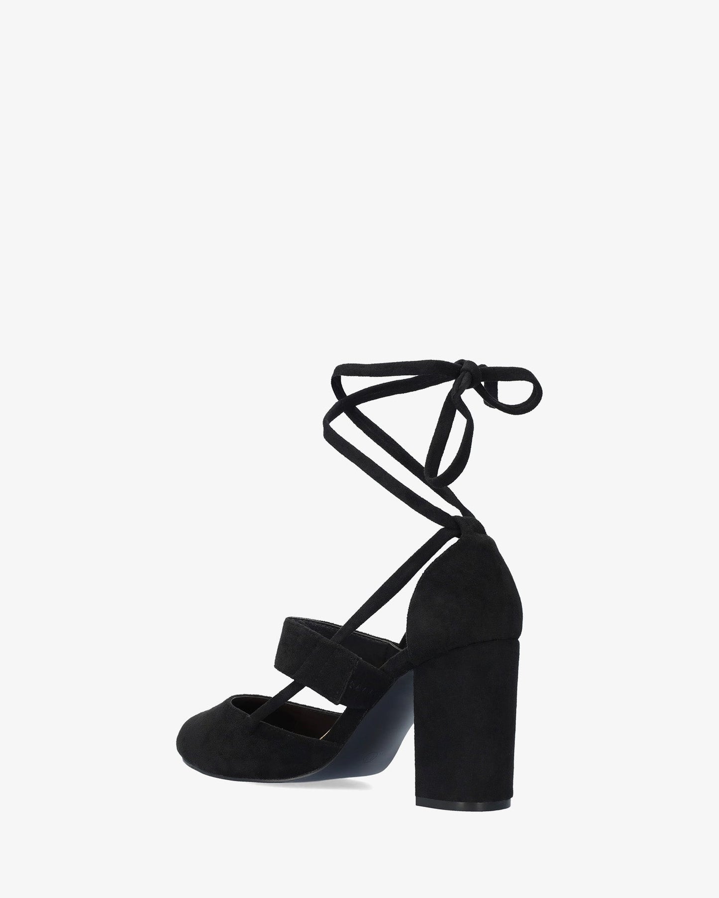 Black faux suede heeled shoe