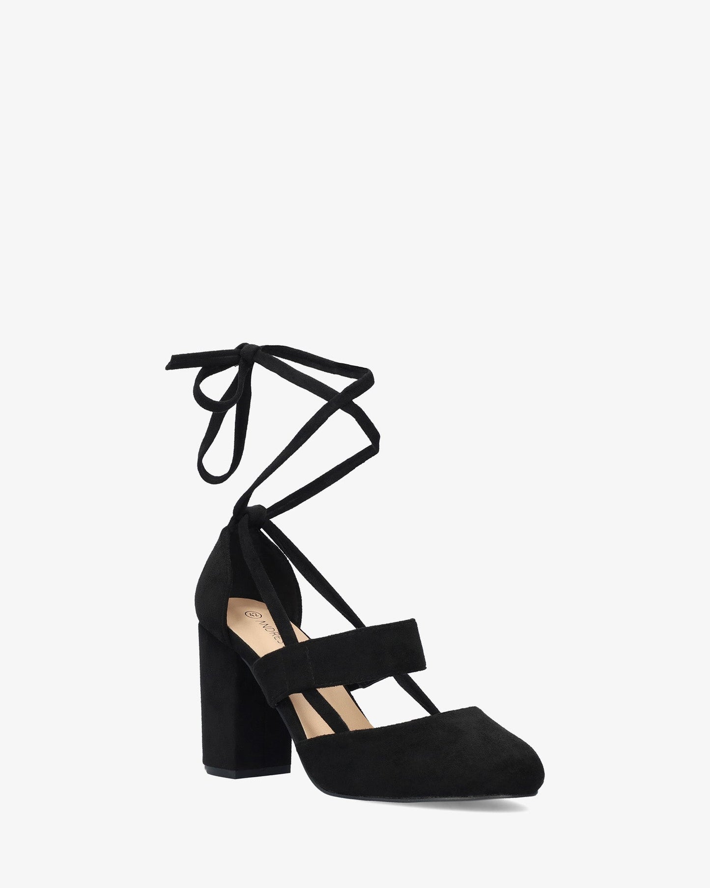 Black faux suede heeled shoe