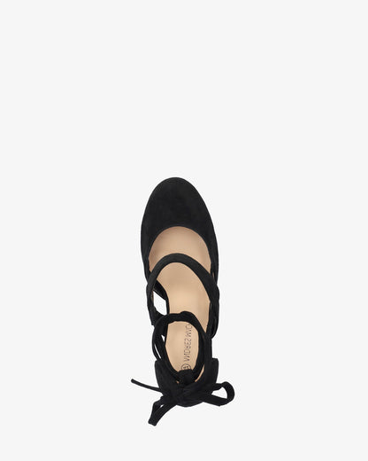 Black faux suede heeled shoe