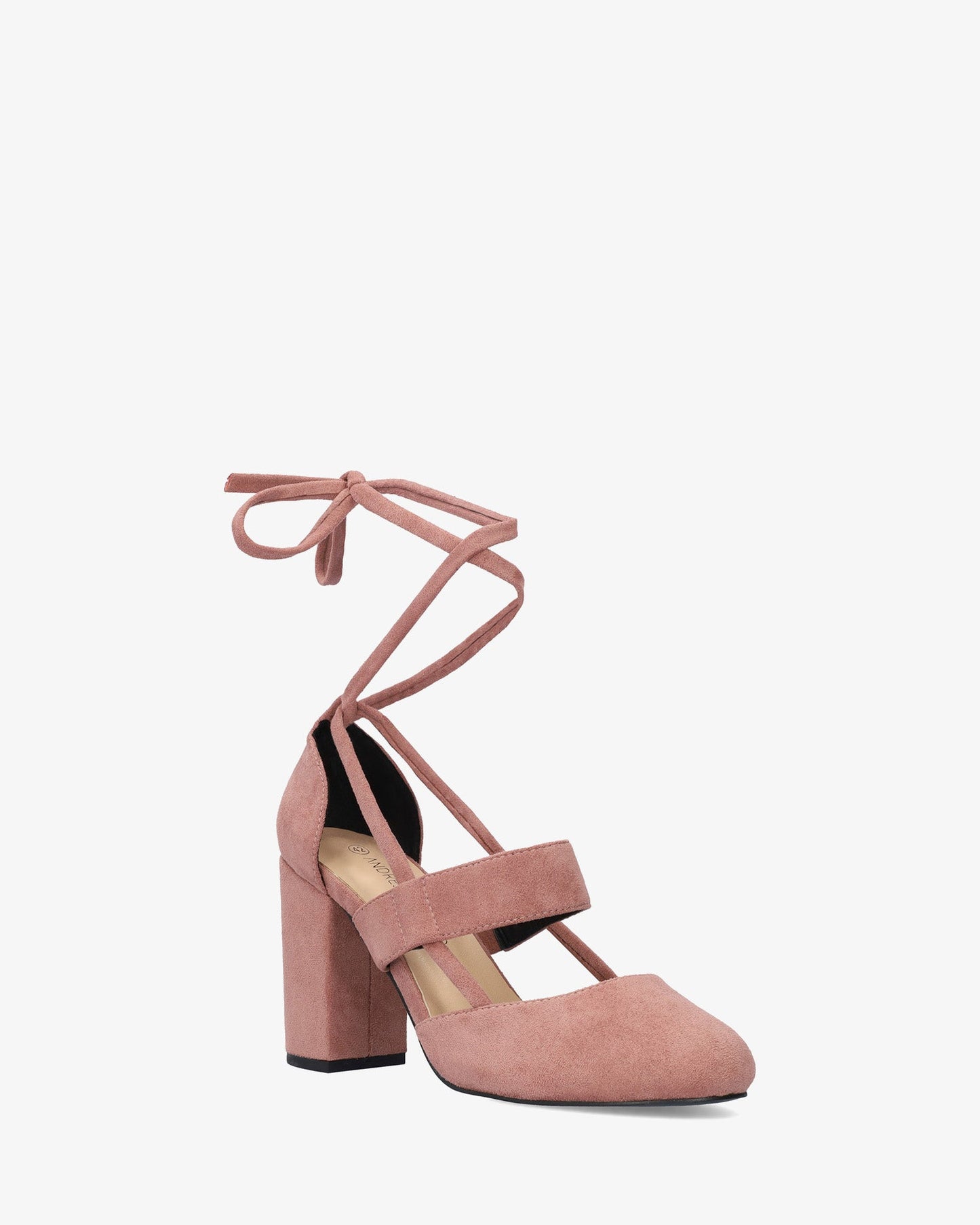 Pink faux suede heeled shoe