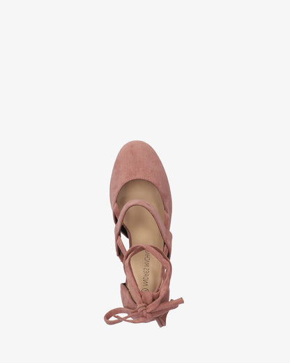 Pink faux suede heeled shoe