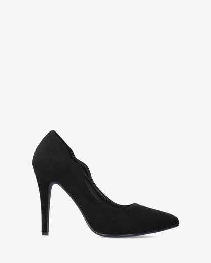 Black faux suede pointed toe pump