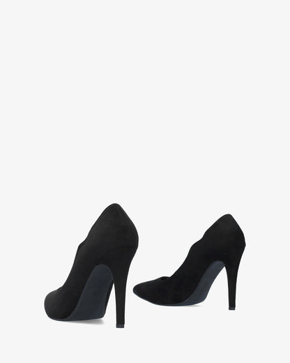 Black faux suede pointed toe pump