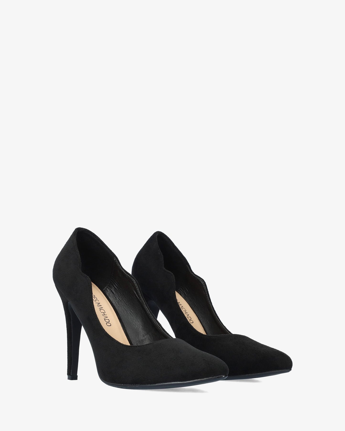 Black faux suede pointed toe pump