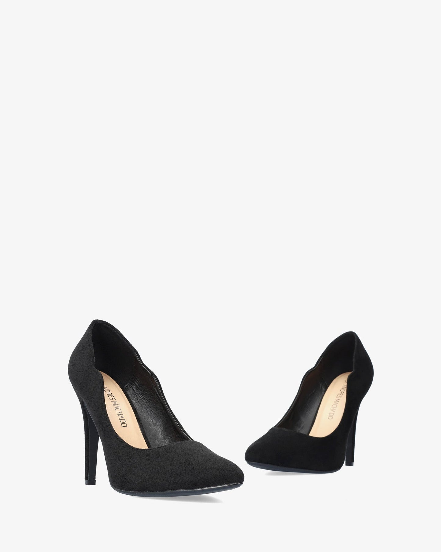 Black faux suede pointed toe pump