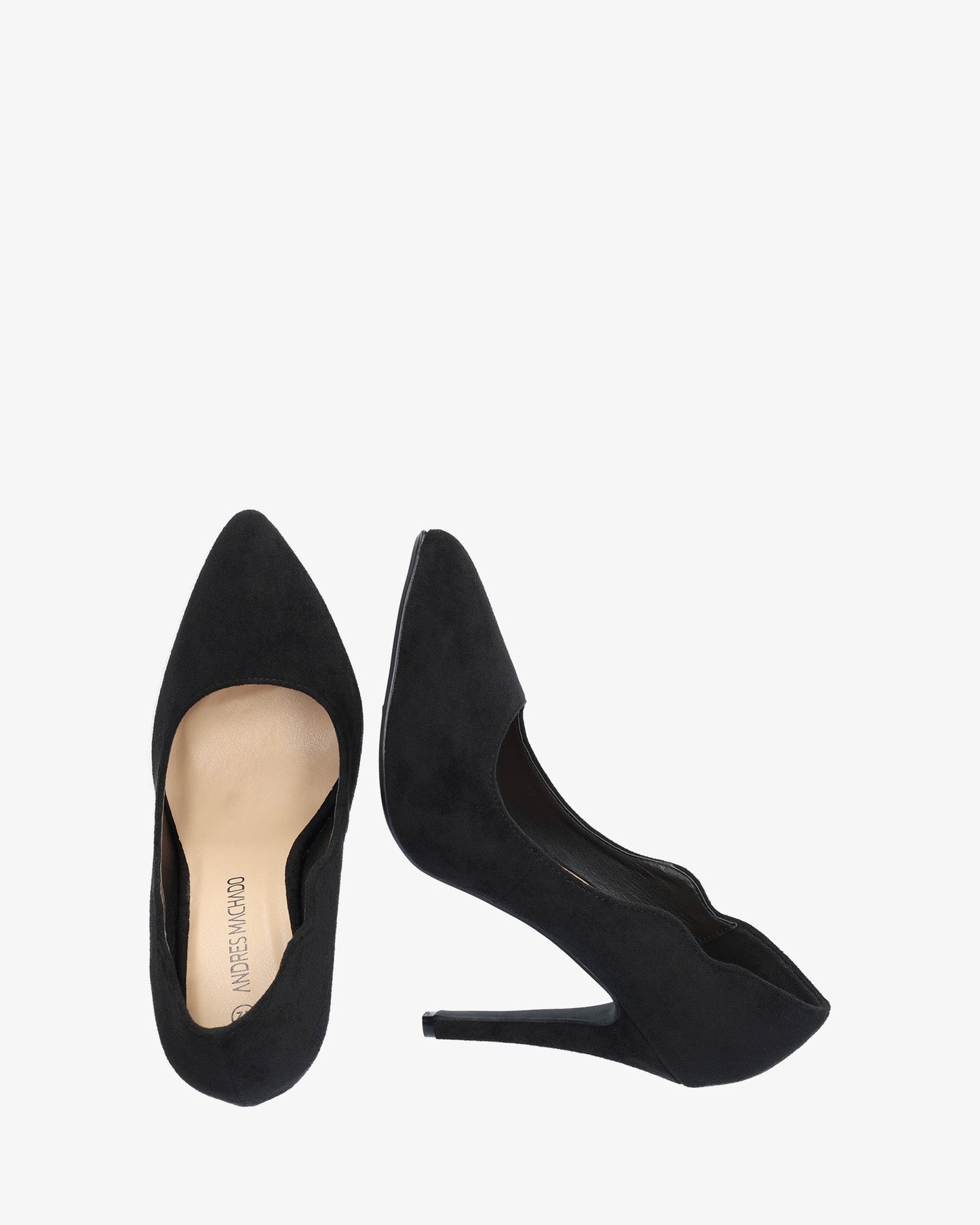 Black faux suede pointed toe pump