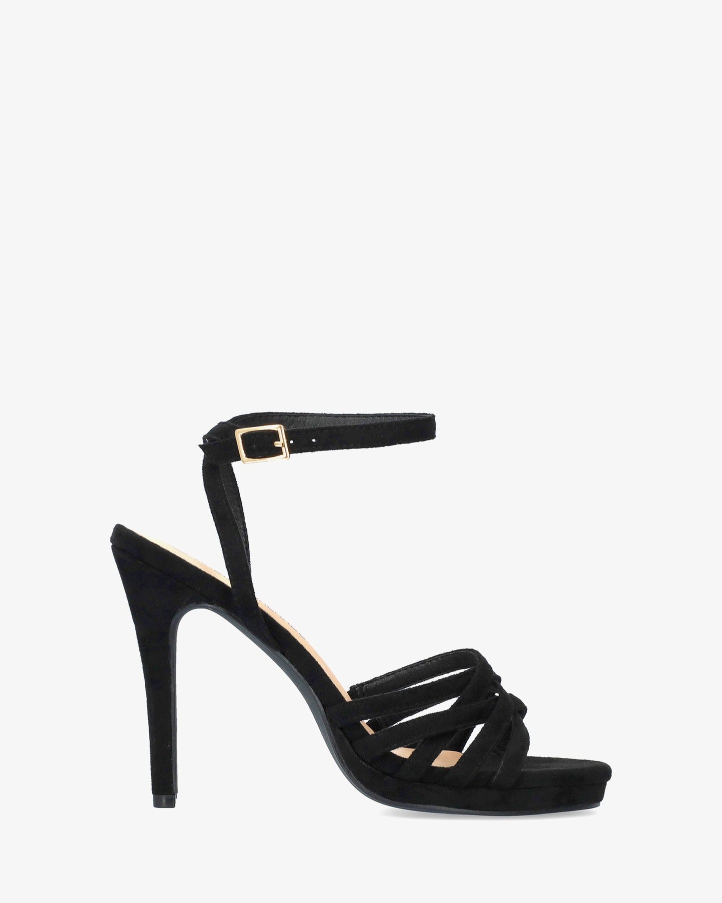 Black faux suede sandal with high heel