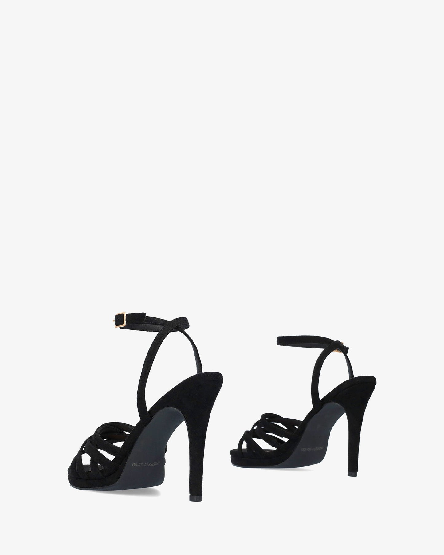 Black faux suede sandal with high heel