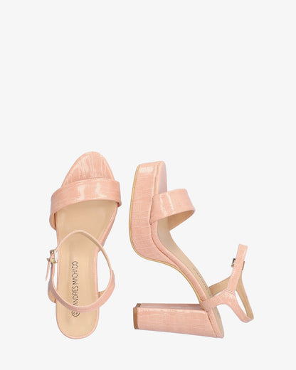 Sandalia en soft coco maquillaje con tacón alto