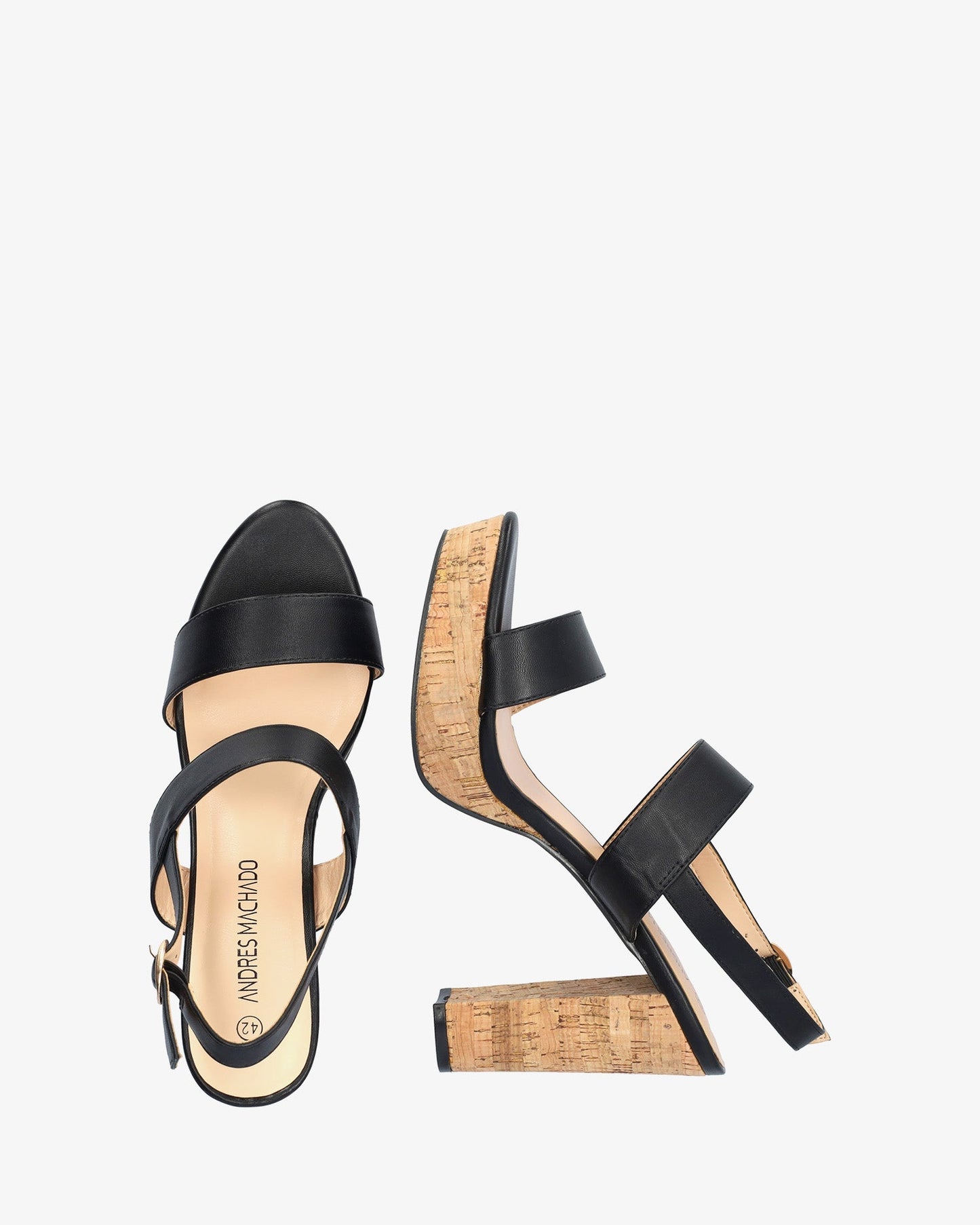 Sandalia en soft negro con tacón alto