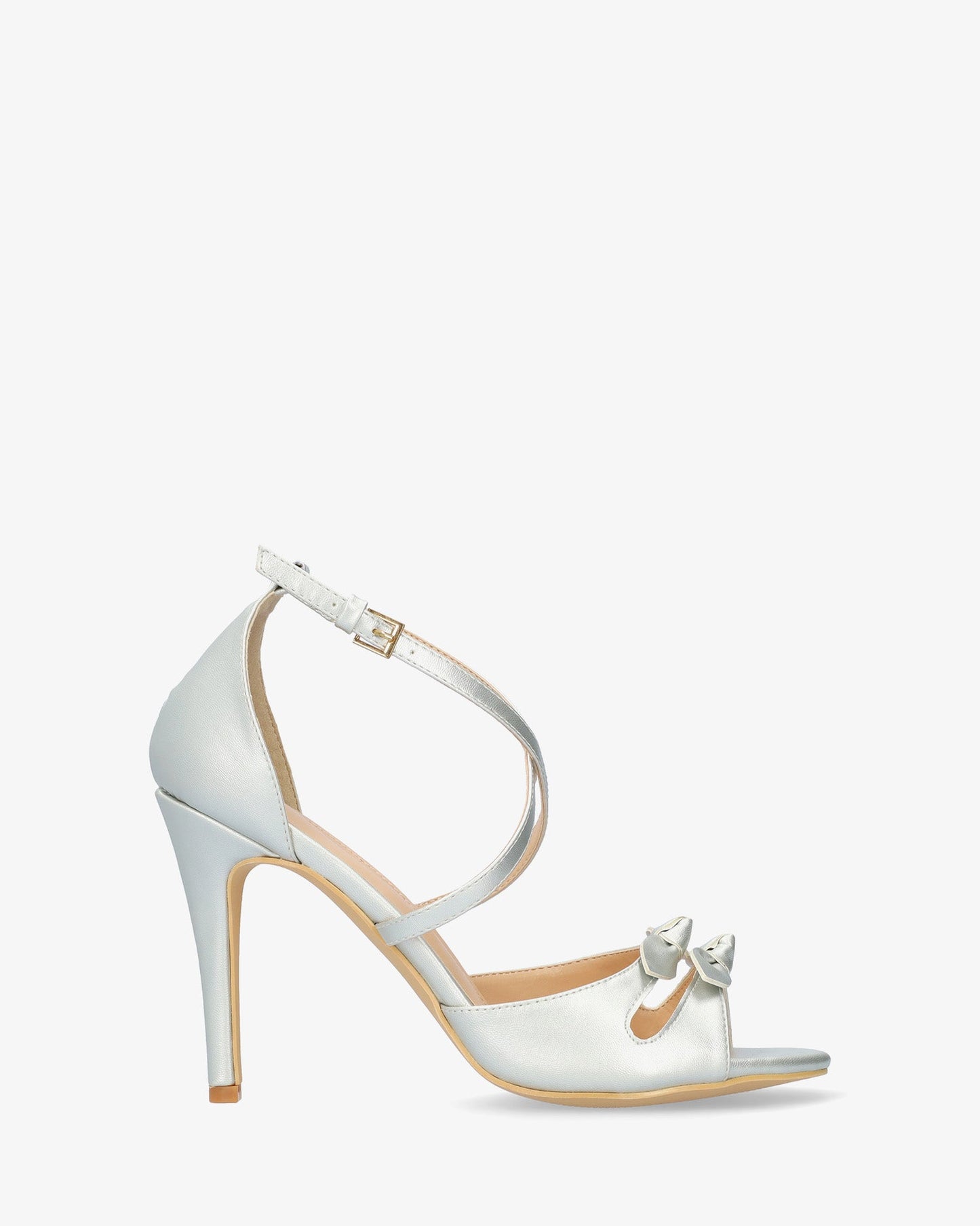 Silver soft sandal with high heel