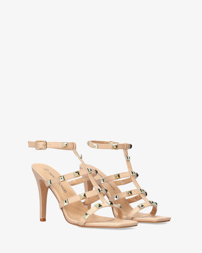 Sandalia en soft maquillaje con tacón alto