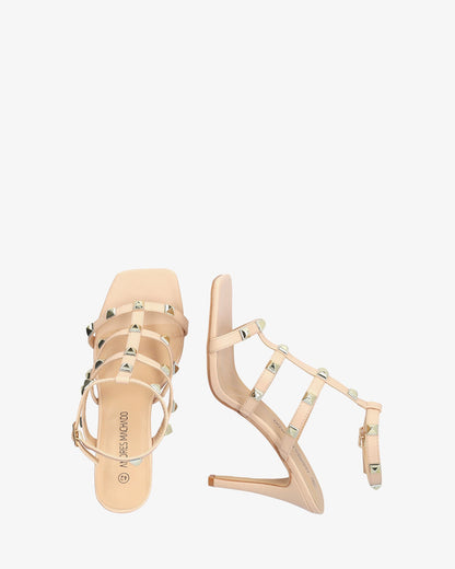 Sandalia en soft maquillaje con tacón alto