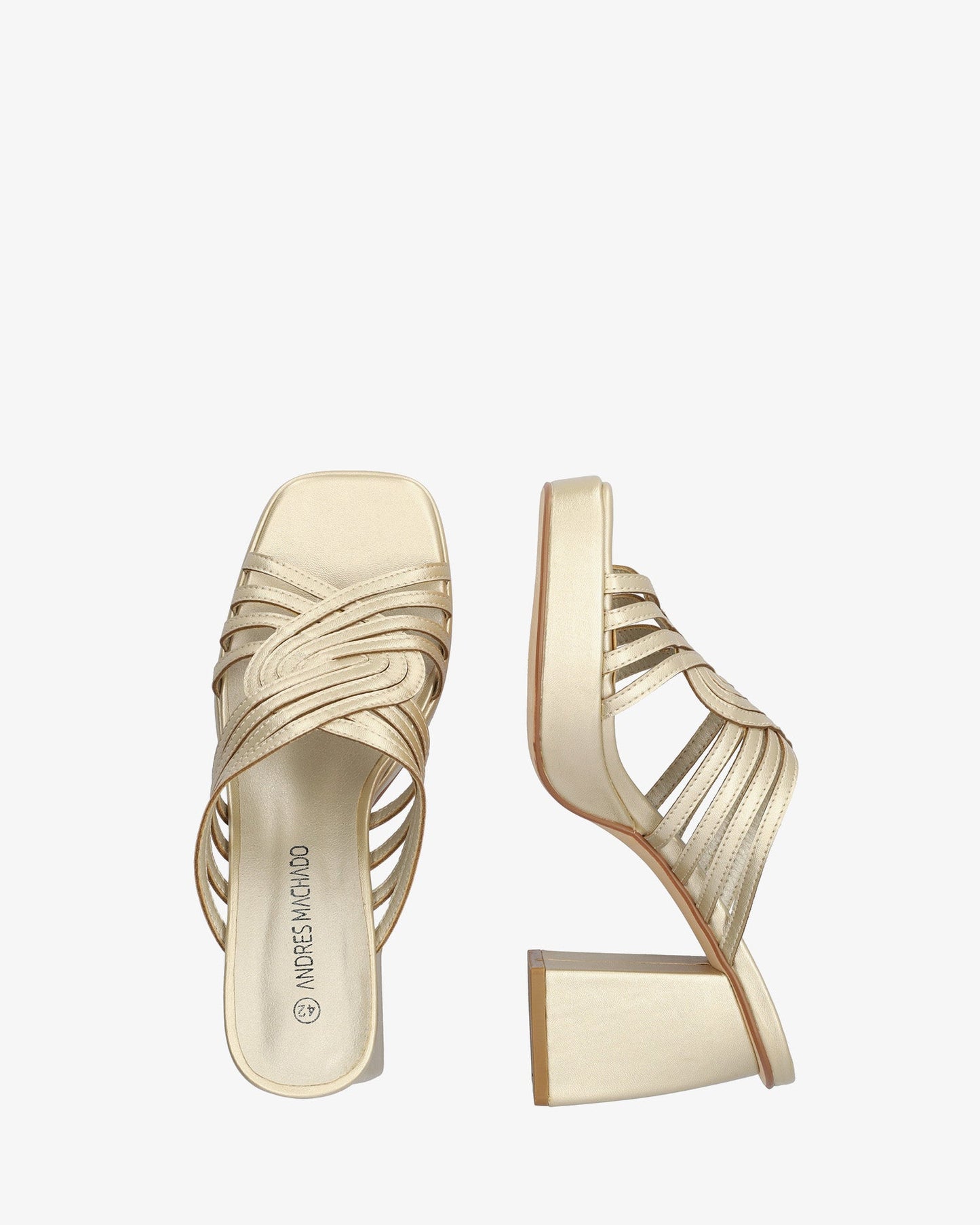 Mule en soft oro con tacón cuadrado