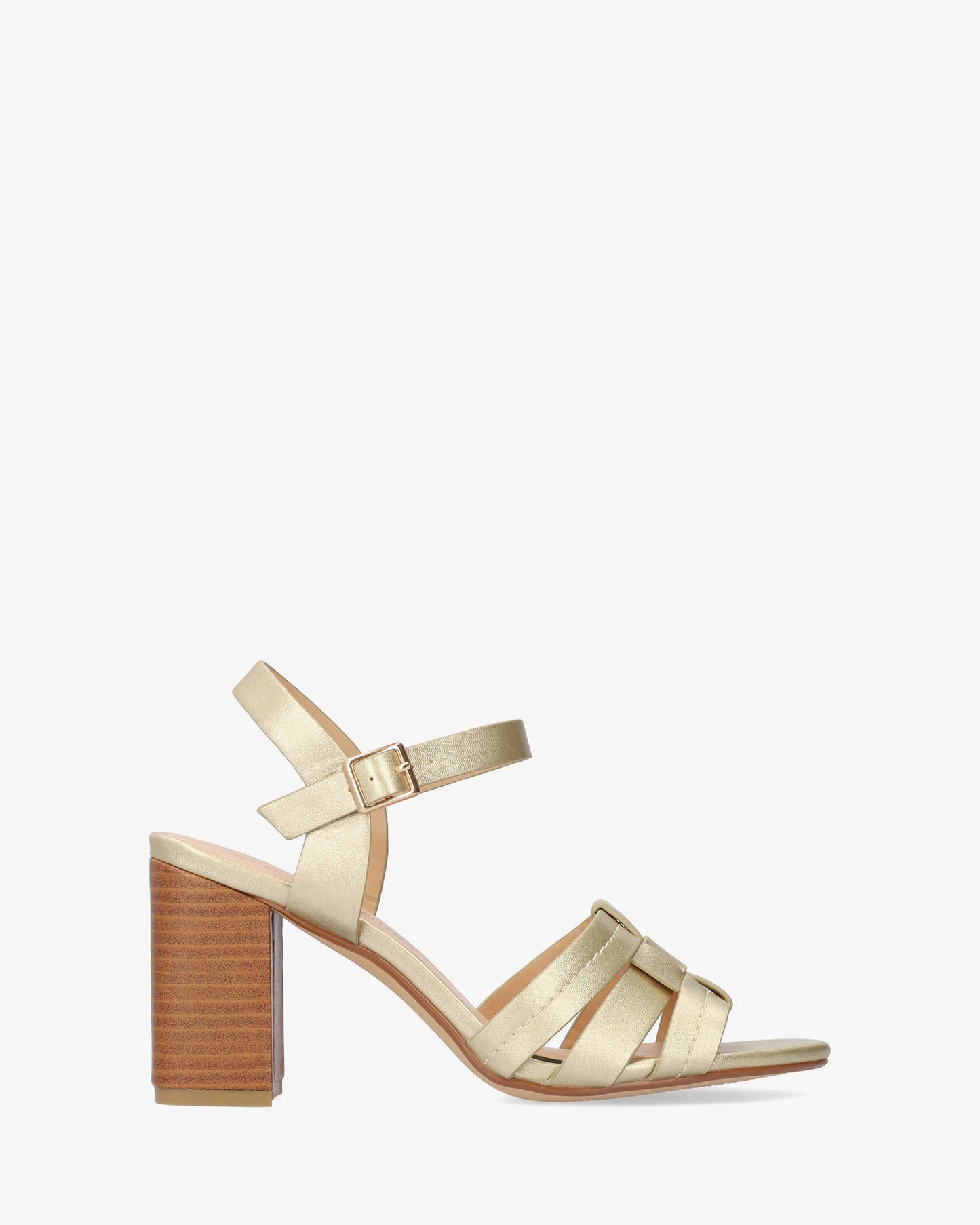 Soft gold sandal with square heel
