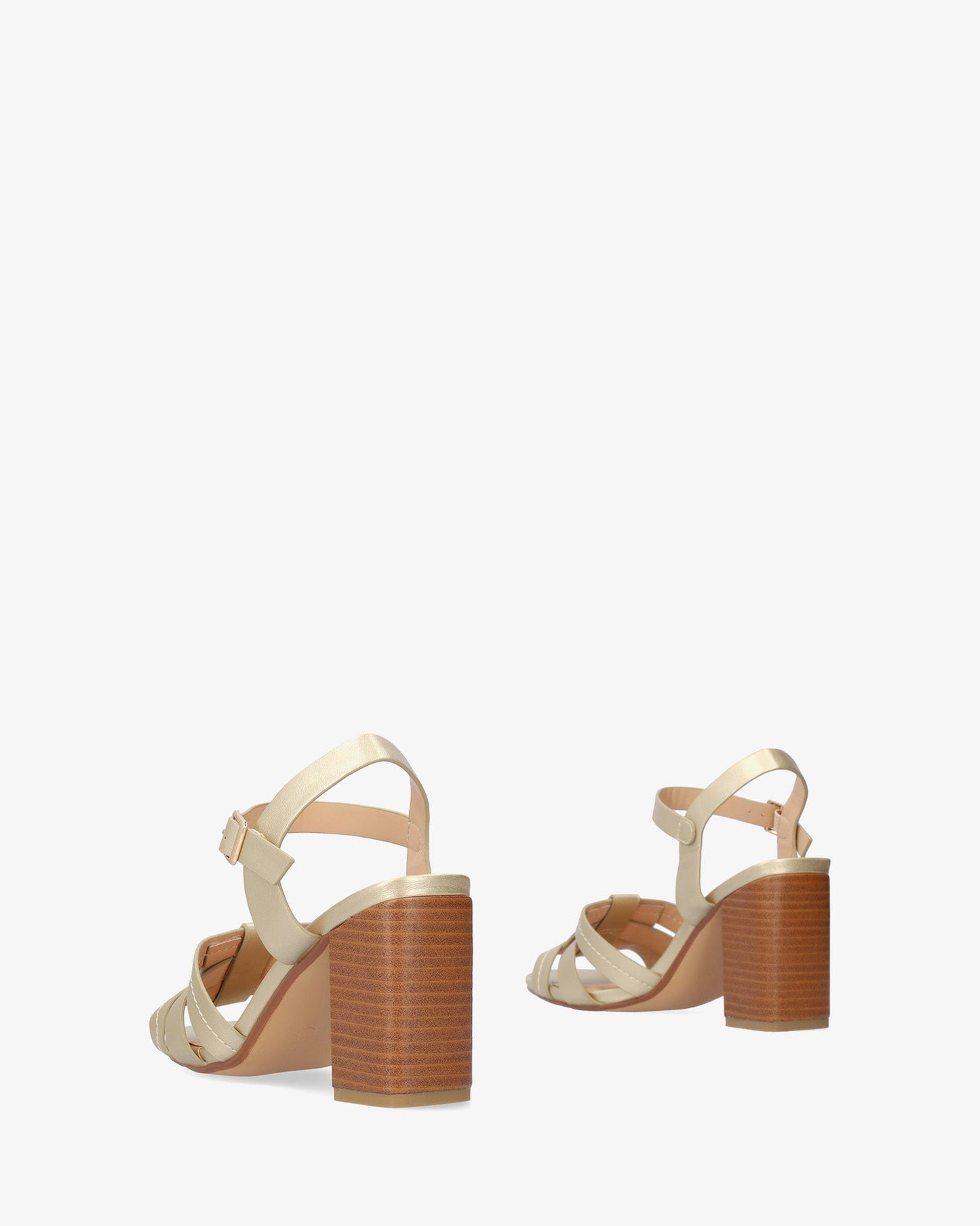 Soft gold sandal with square heel