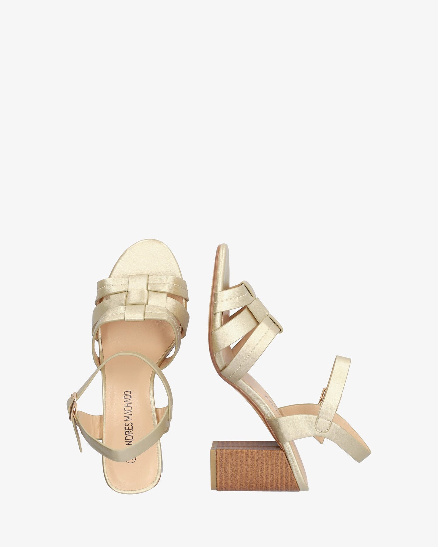 Soft gold sandal with square heel