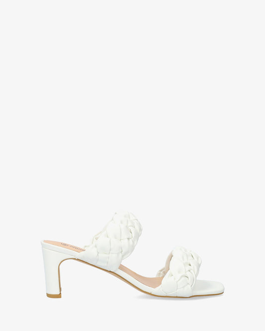 Mule en soft blanco con tacón semi-cuadrado