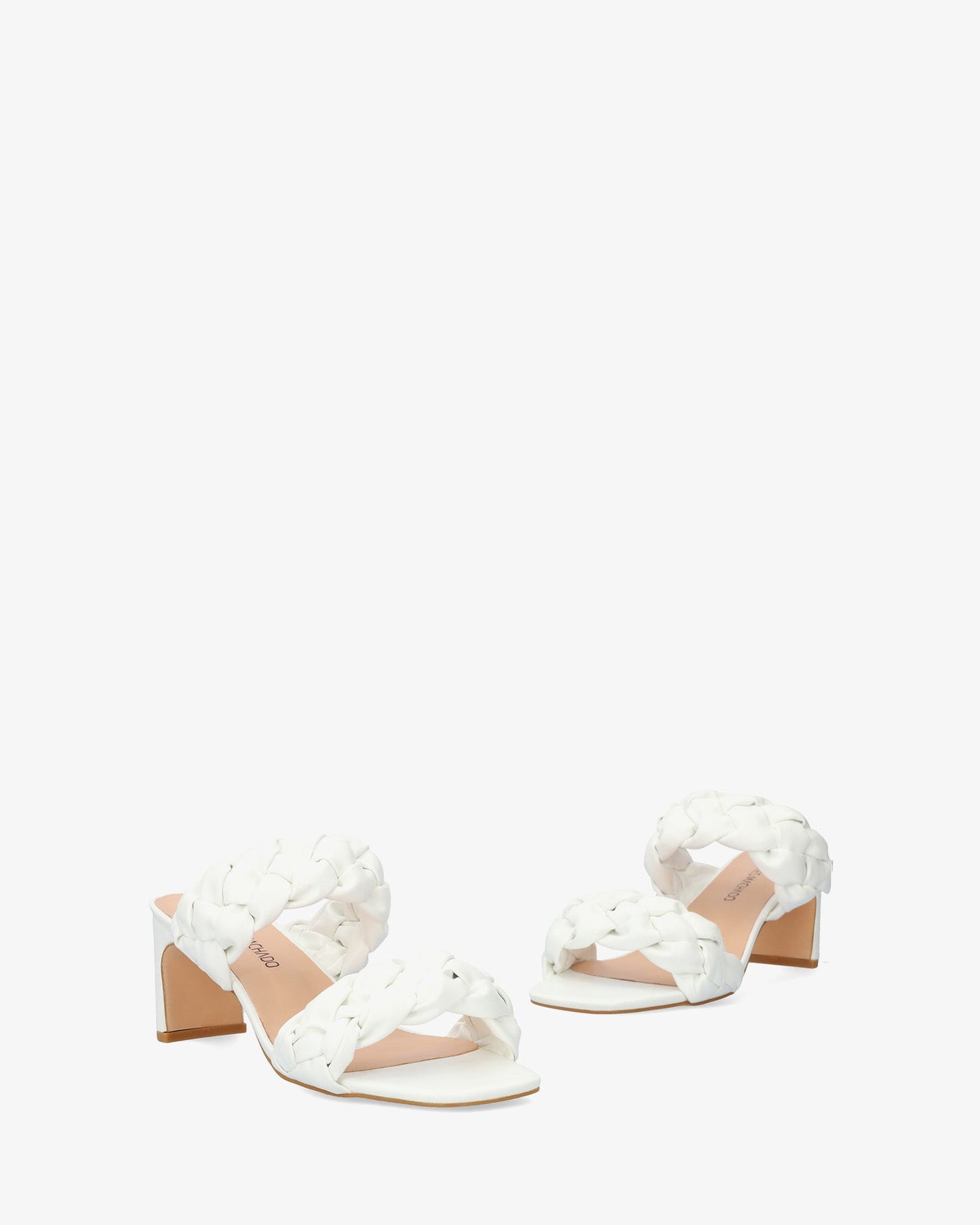 Mule en soft blanco con tacón semi-cuadrado