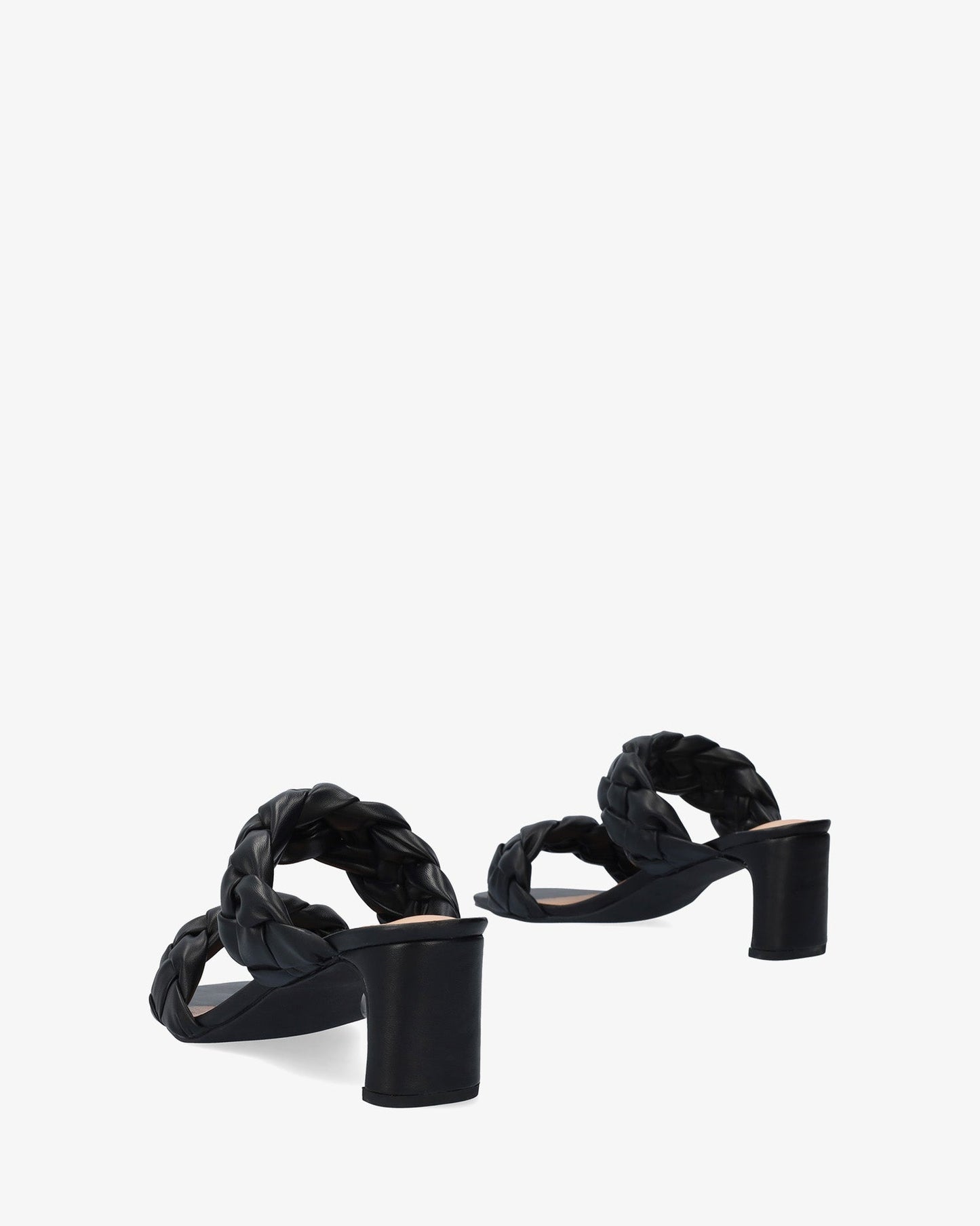 Soft black mule with semi-square heel