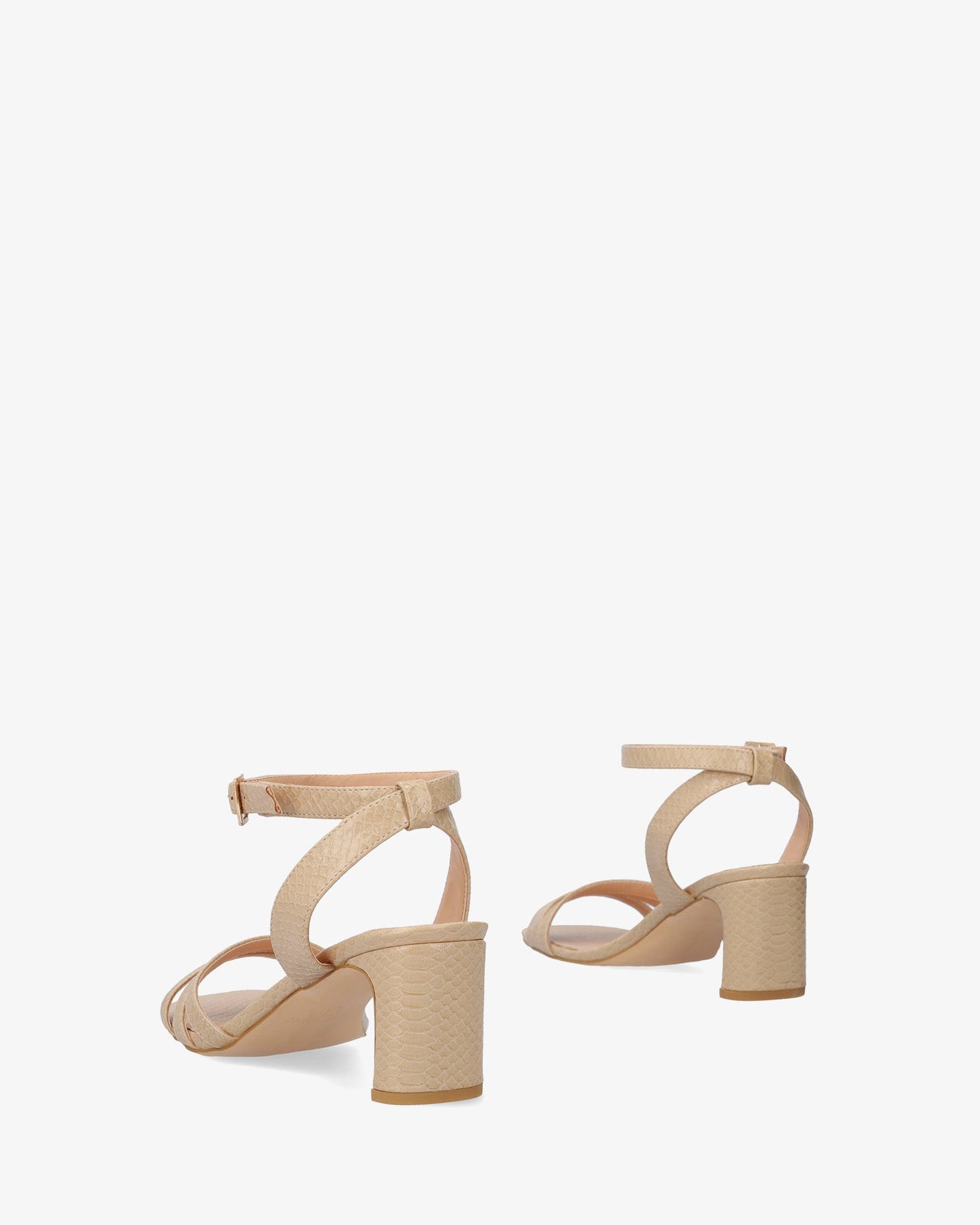 Sandalia en soft snake tierra con tacón semi-cuadrado