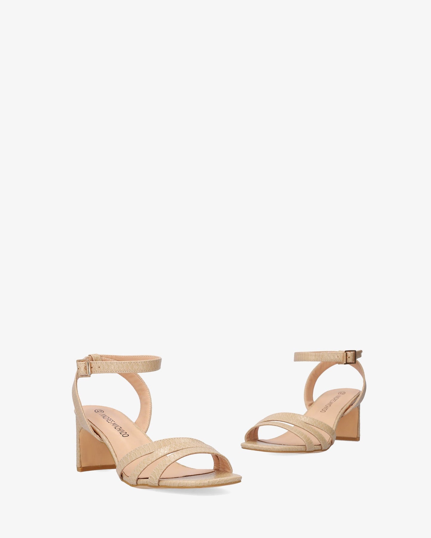 Sandalia en soft snake tierra con tacón semi-cuadrado