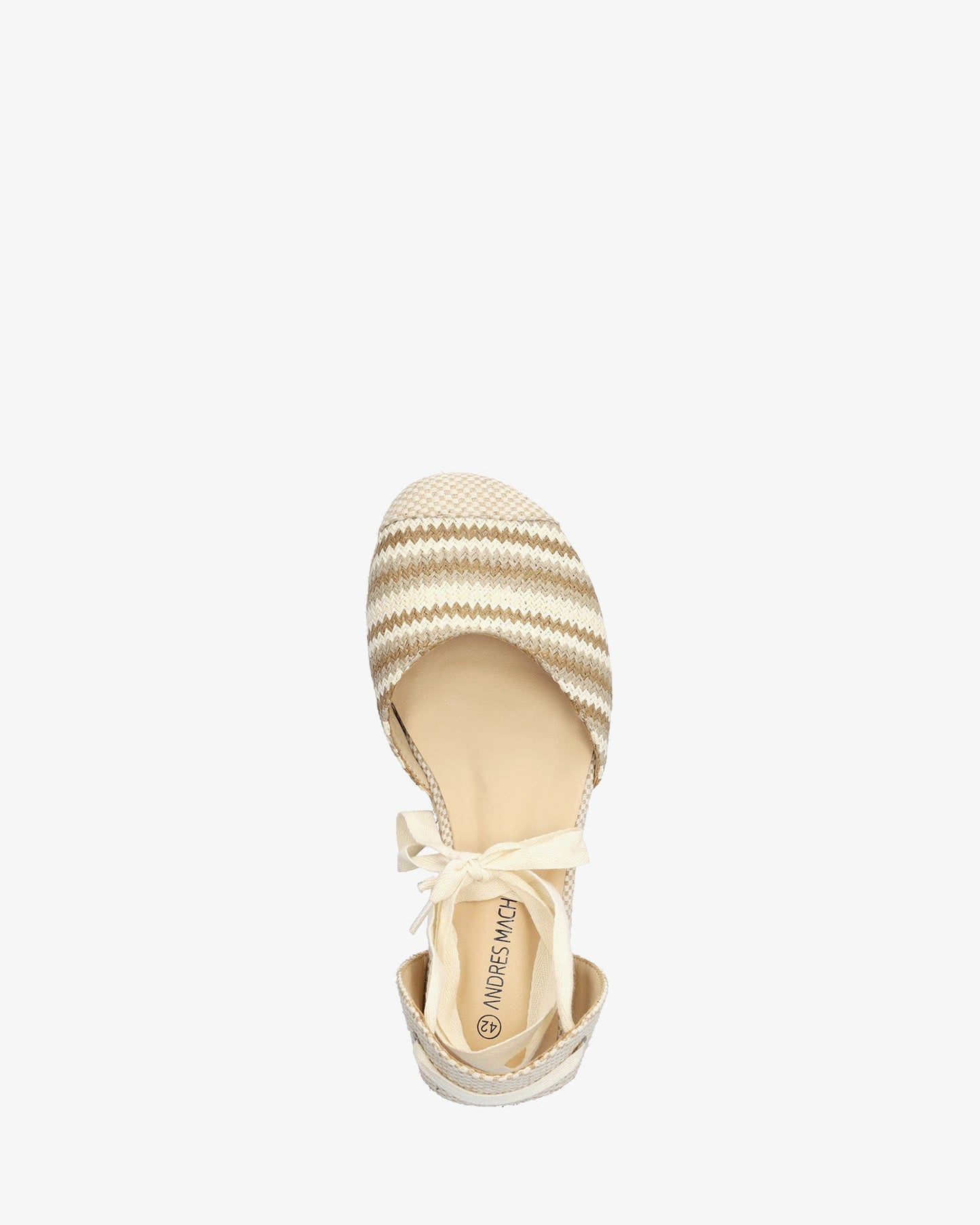 Beige fabric sandal with jute wedge