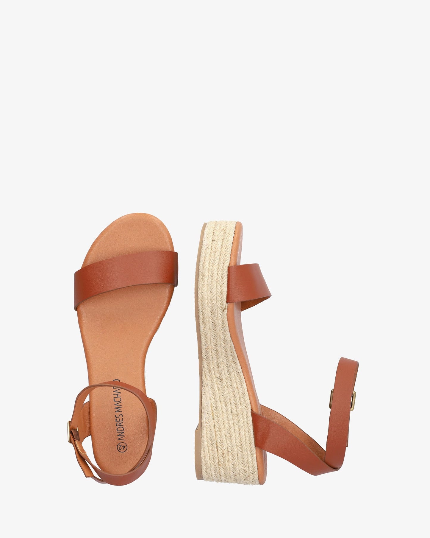 Sandalia en soft marrón con cuña en yute